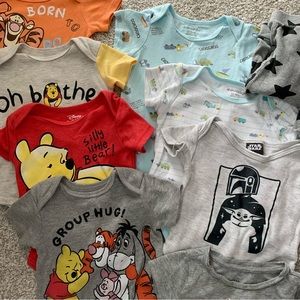 Lot of boys onesies and shorts. 9 to 12 months. Tops and bottoms. GUC